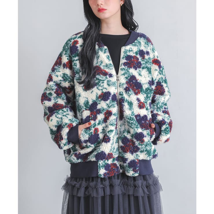 アイボリー | somari imagination花柄ボアブルゾン  | osharewalker