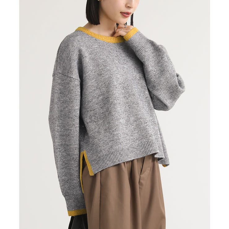 グレー | n'OrLABELスパンコールラメ配色ニット | osharewalker