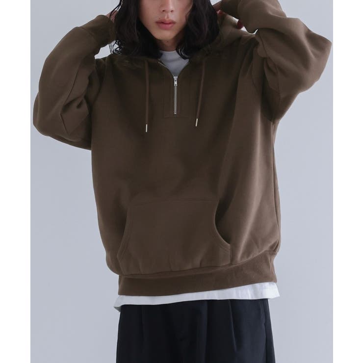 ブラウン | n'OrLABEL裏起毛ハーフジップフーディ  | osharewalker【MEN】
