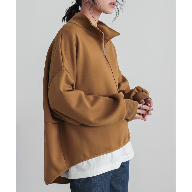 キャメル | n'OrLABELダンボールスタンドジッププルオーバー  | osharewalker