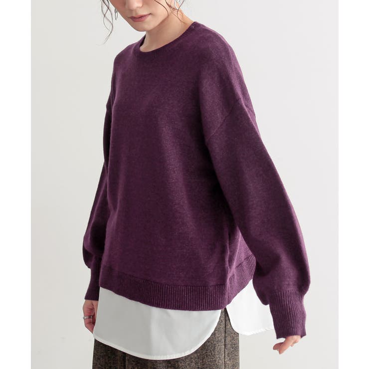 レッド系１ | n'OrLABEL裾レイヤード風メランジニット  | osharewalker