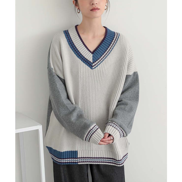 杢グレー | n'OrLABELチルデンニット切替裏起毛プルオーバー  | osharewalker