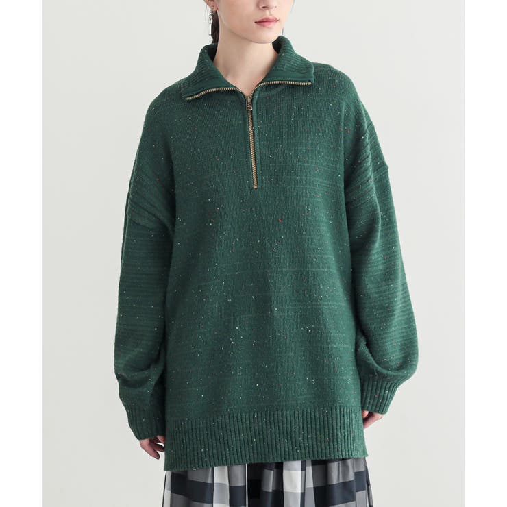 グリーン | n'OrLABELネップヤーンハーフジップニット  | osharewalker