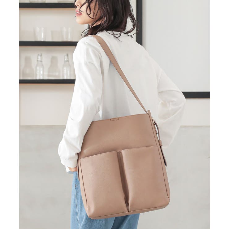 ベージュ | n'OrLABEL配色ストラップトートバッグ  | osharewalker