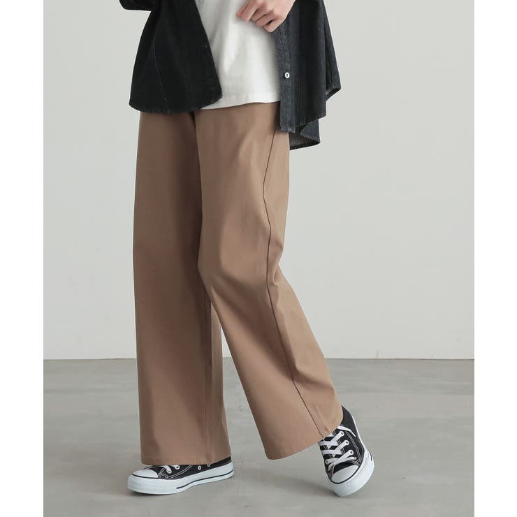 ベージュ | n'OrLABELフレキシンストレッチストレートワイドパンツ | osharewalker