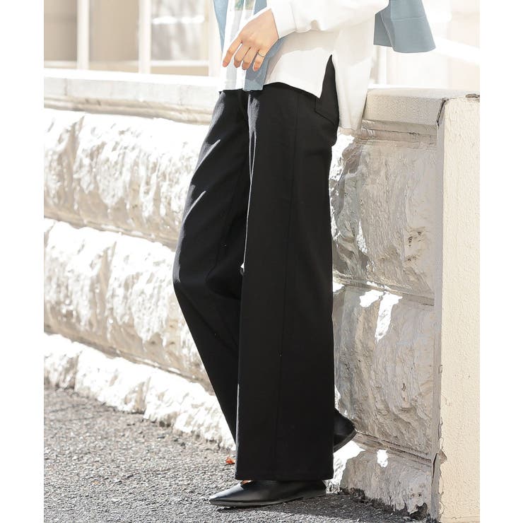 ブラック | n'OrLABELフレキシンストレッチストレートワイドパンツ | osharewalker