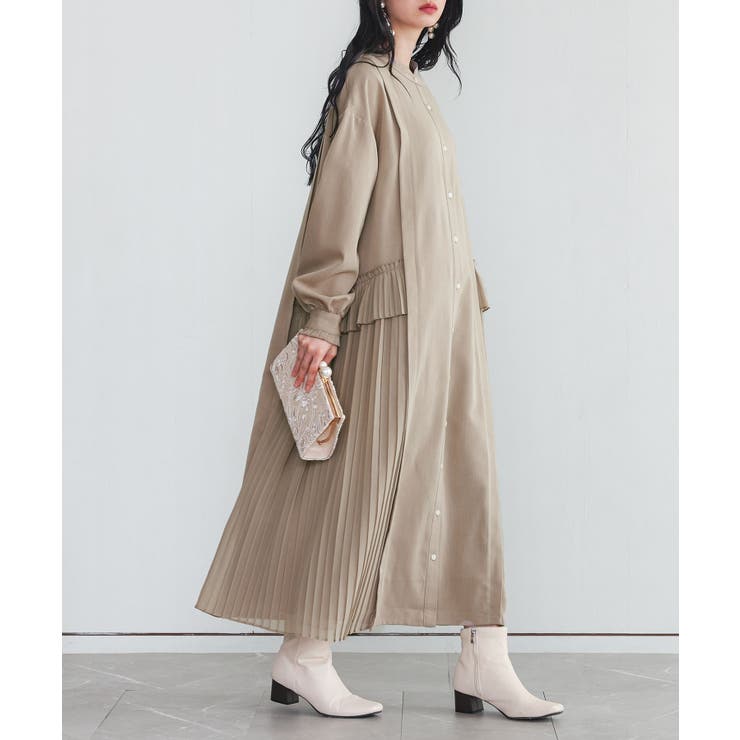 ベージュ | somari imaginationプリーツレイヤードワンピース  | osharewalker