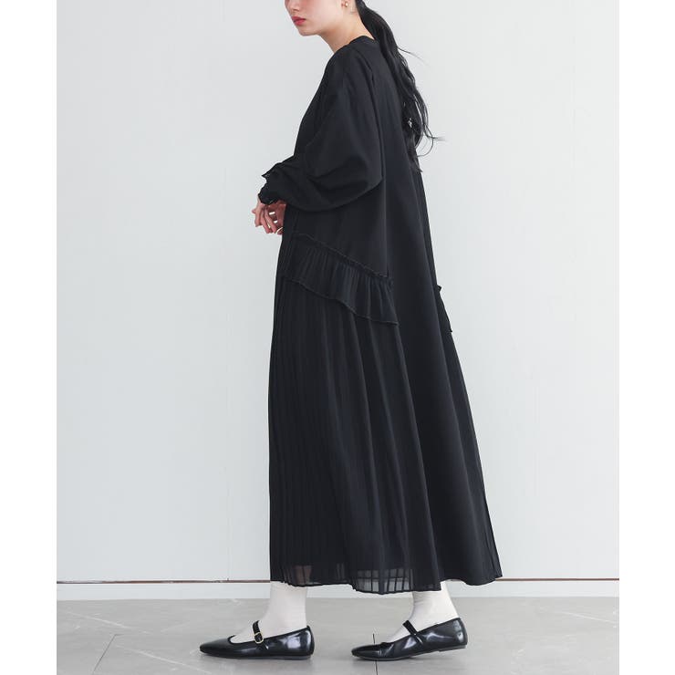 ブラック | somari imaginationプリーツレイヤードワンピース  | osharewalker