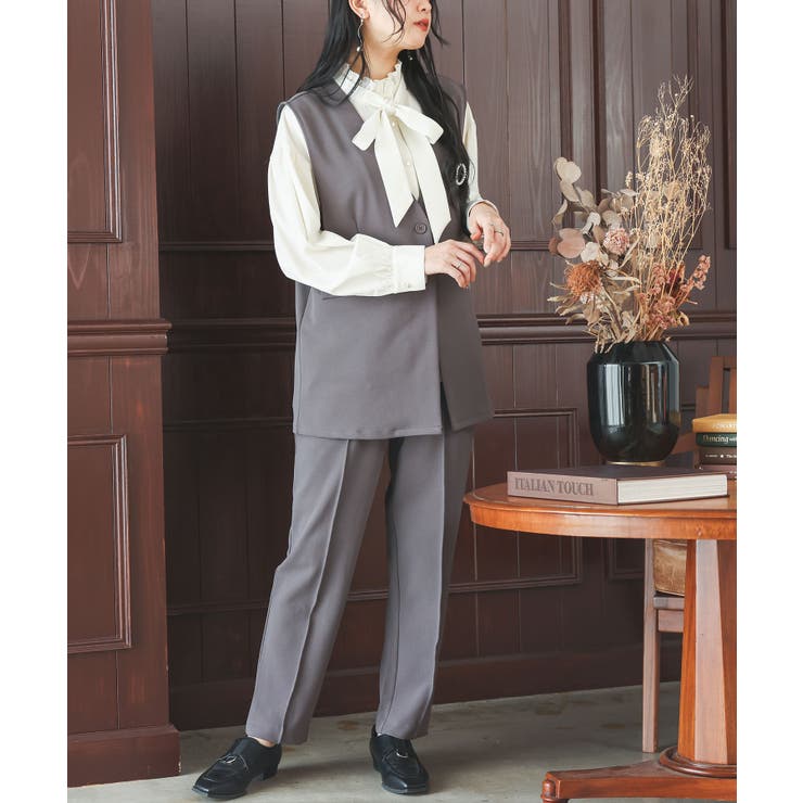 グレー | n'OrLABELカットジョーゼットジレセットアップ  | osharewalker