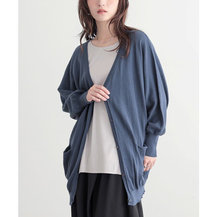 グレイッシュネイビー | n'OrLABELキレイドルマン綿ニットカーディガン  | osharewalker