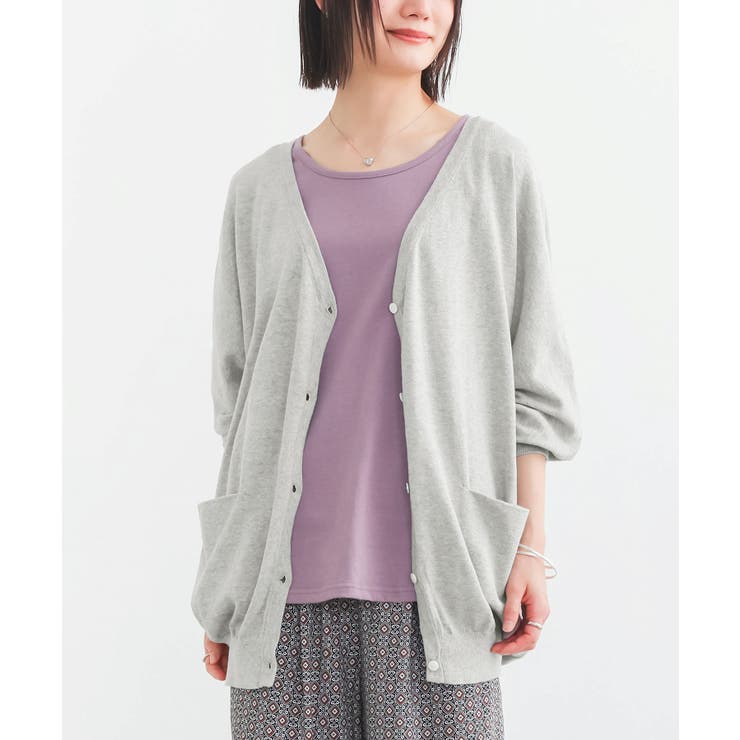 杢グレー | n'OrLABELキレイドルマン綿ニットカーディガン  | osharewalker