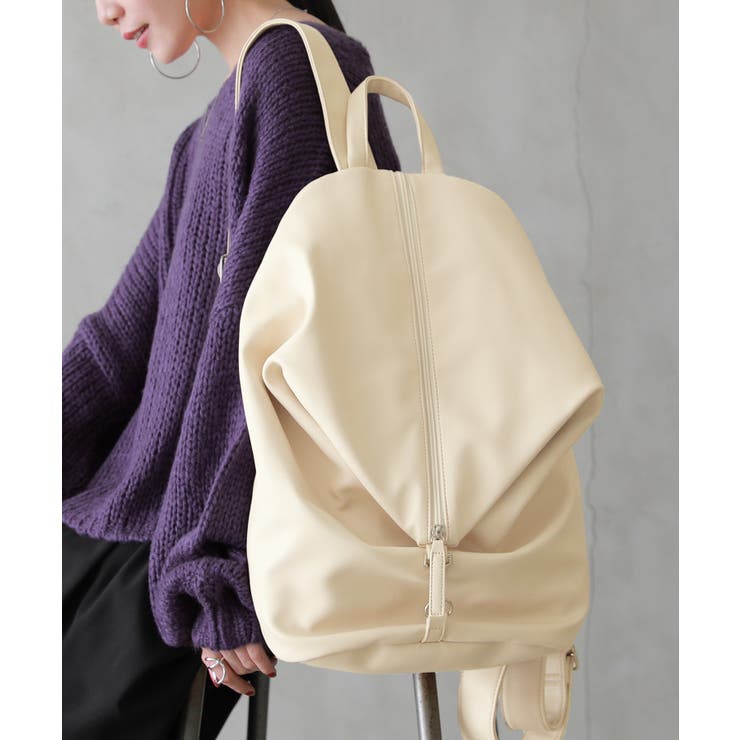 zip design leather back pack レザー　リュック