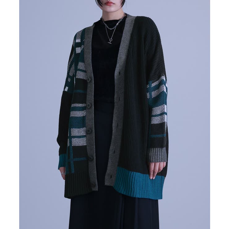 チェック柄 ウール混紡カーディガン 楽天市場】カーディガン / 公式 CUBE SUGAR 空紡糸 チェック柄 V