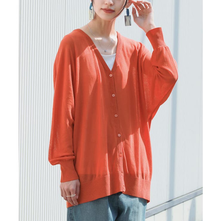 オレンジ | n'OrLABEL涼ニットUVドルマンカーディガン | osharewalker