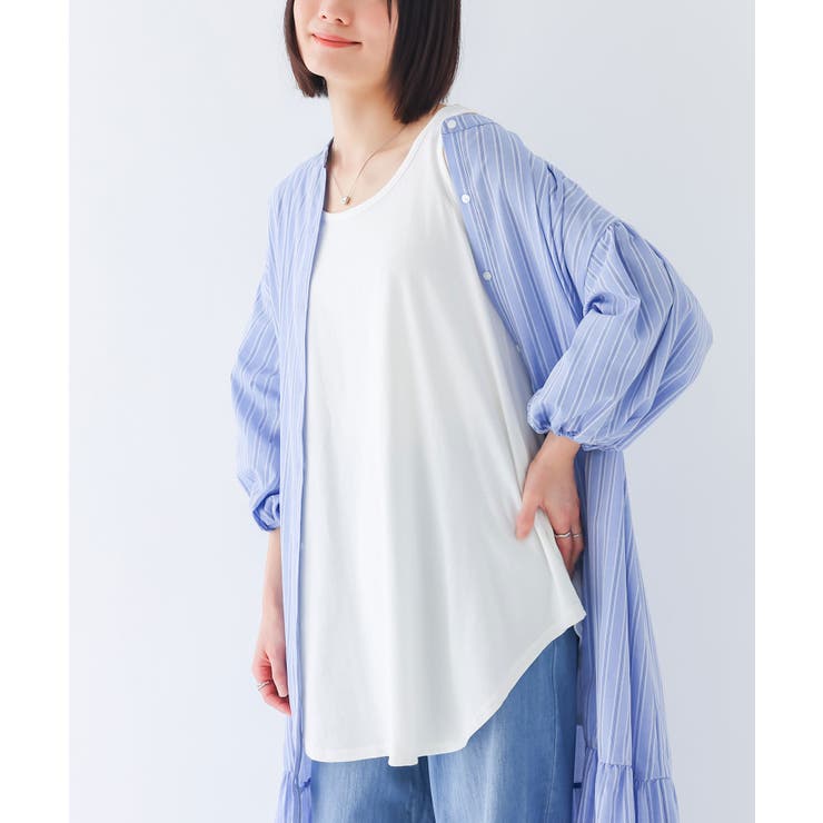 ホワイト(18) | n'OrLABEL着回しシンプルシャツ型タンクトップ  | osharewalker