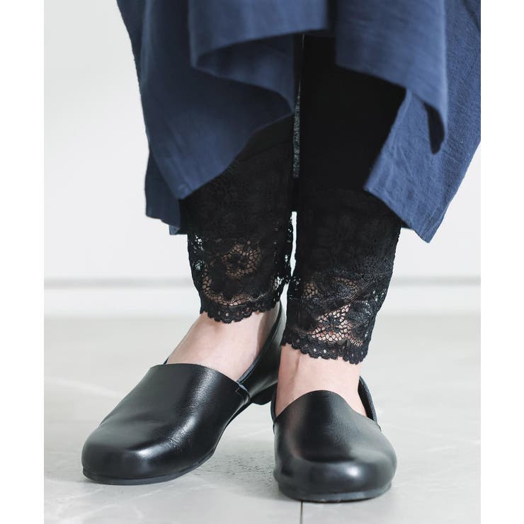 ブラック(1・BK) | n'OrLABEL10分丈オトナレースレギンス | osharewalker