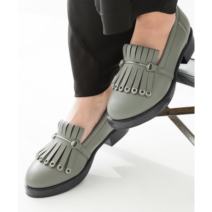 ニュアンスグレー | kOhAKUフリンジデザインローファー | osharewalker