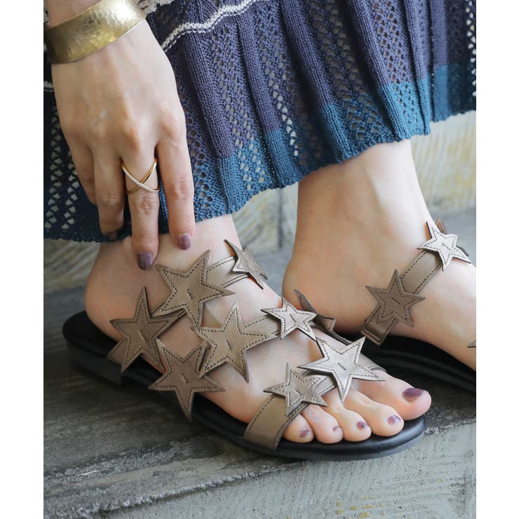 アンティークゴールド | somari imagination星モチーフデザインサンダル | osharewalker