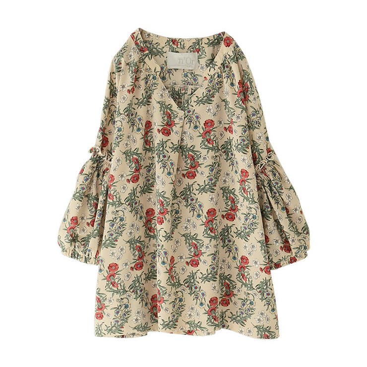 キャシャレル♡花柄長袖ブラウス＆ギャザースカート　スーツ　M キャシャレル♡花柄長袖ブラウス＆ギャザースカート スーツ M