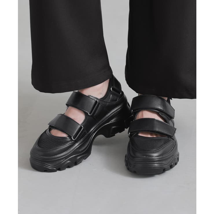 ブラック | n'OrLABEL厚底スニーカーサンダル | osharewalker
