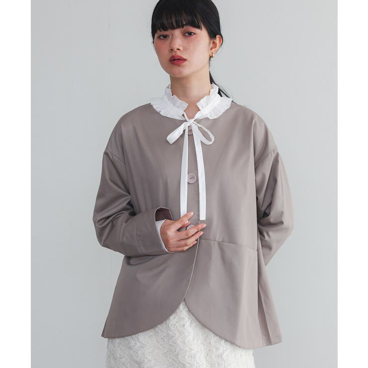 グレージュ | somari imaginationタックデザインノーカラージャケット | osharewalker