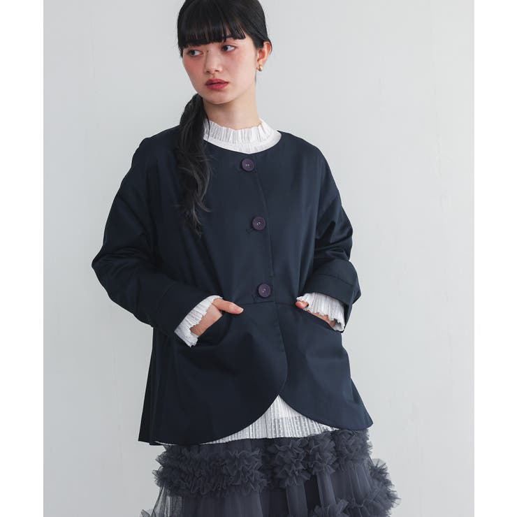 ダークネイビー | somari imaginationタックデザインノーカラージャケット | osharewalker