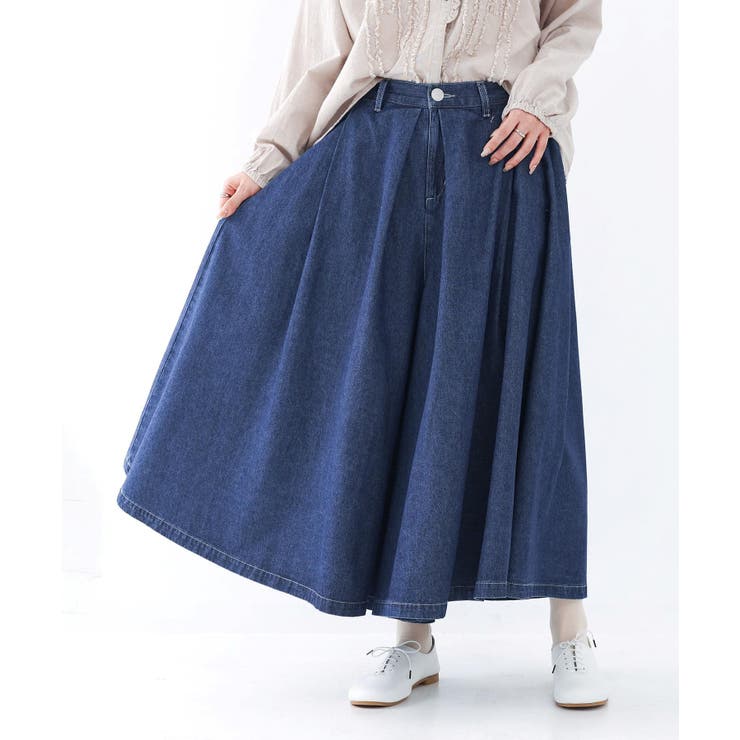 インディゴブルー(577) | n'OrLABEL贅沢フレアデニムパンツ  | osharewalker