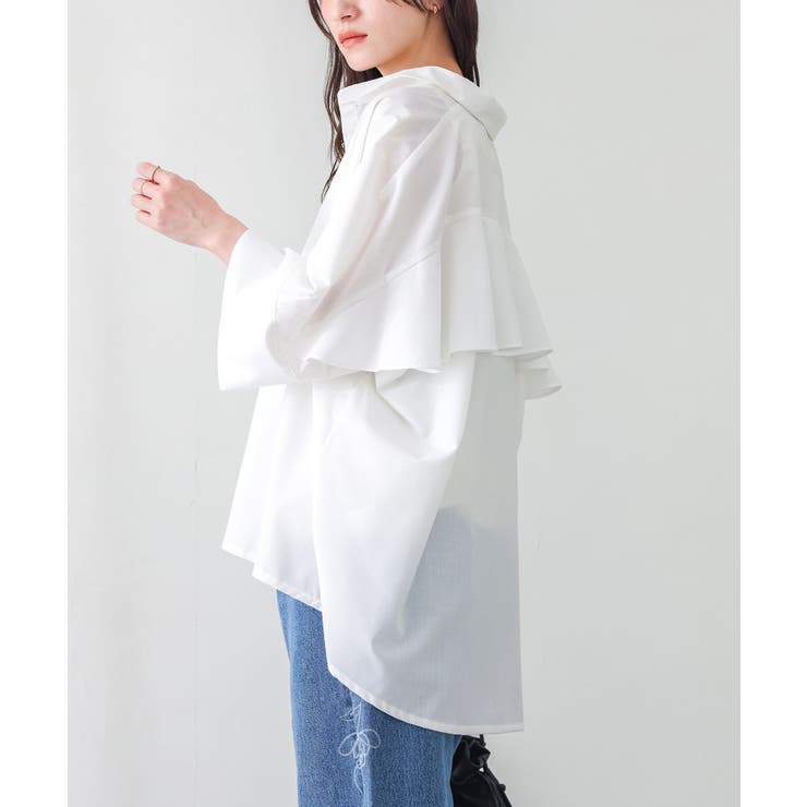 オフホワイト | n'OrLABELバックフリルデザインシャツ | osharewalker