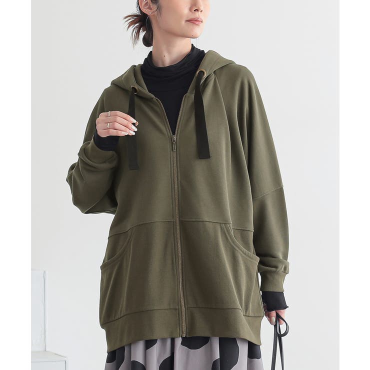 カーキ(39) | n'OrLABEL配色リボンスウェットパーカー  | osharewalker