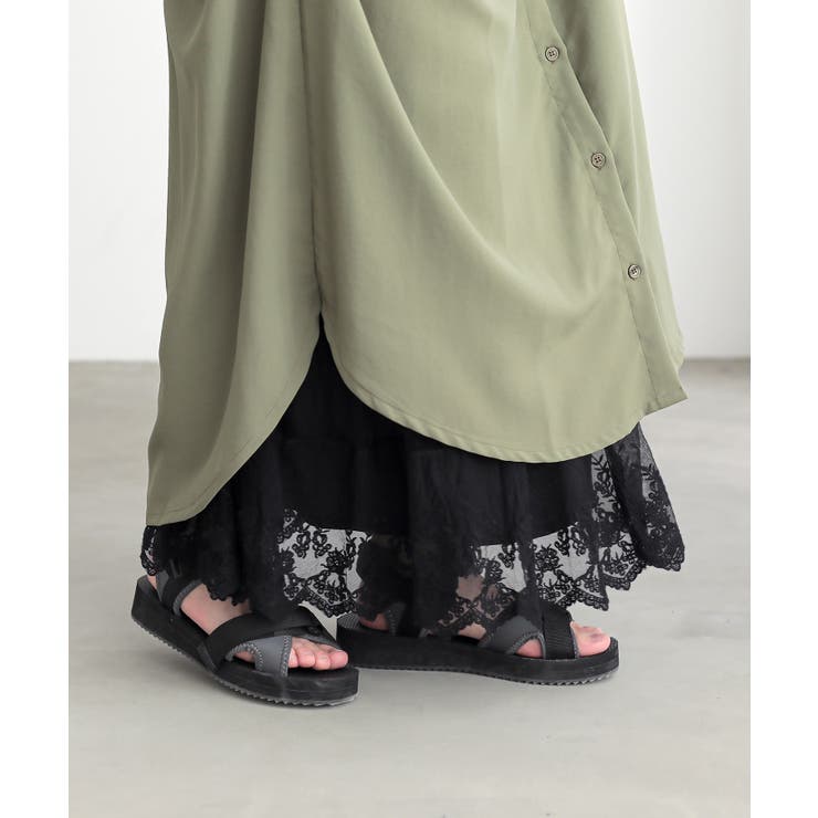 ブラック | n'OrLABEL贅沢レースロングペチワンピース  | osharewalker