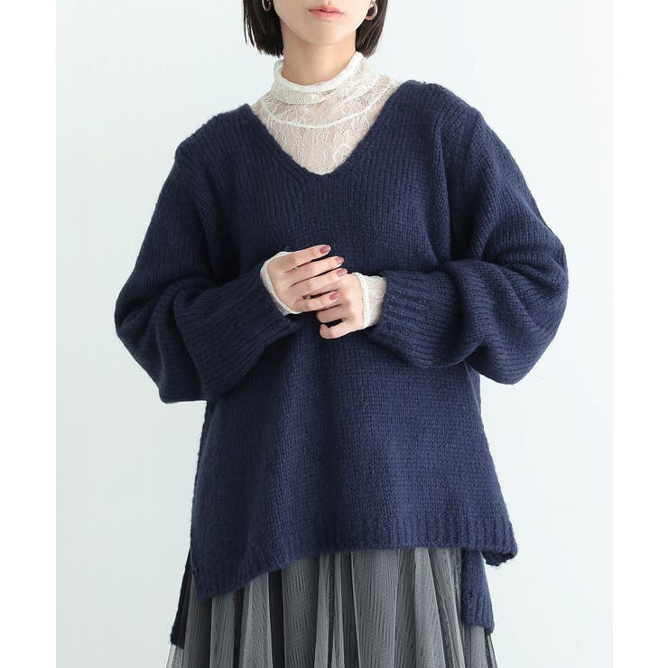 ネイビー(31) | n'OrLABELゆるふわVネックニット  | osharewalker