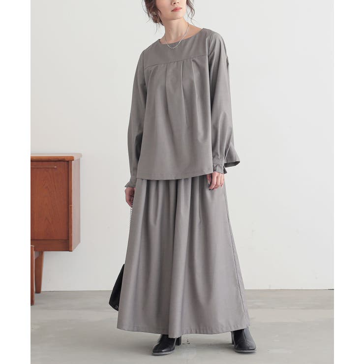 ライトグレー | n'OrLABELタックデザインガウチョセットアップ  | osharewalker