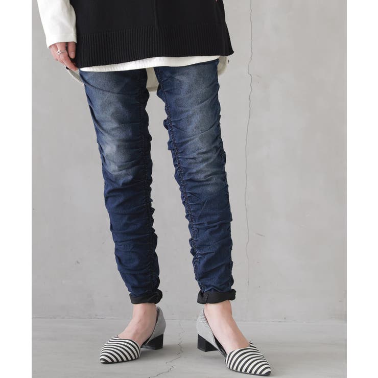 インディゴ | n'OrLABELダブルウエストくしゅくしゅデニム | osharewalker