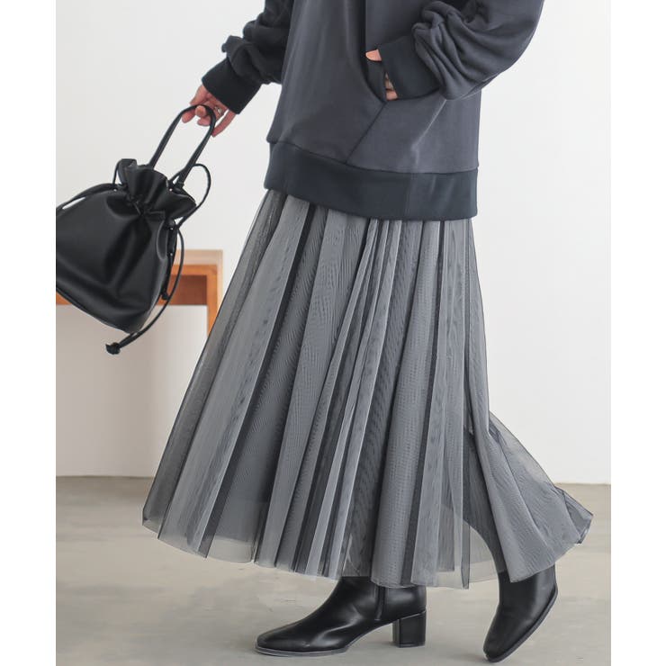 n'OrLABEL配色ボリュームチュールスカート [品番：MITW0015068