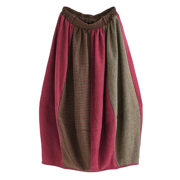 ダークレッド | n'OrLABEL異素材配色コクーンスカート  | osharewalker