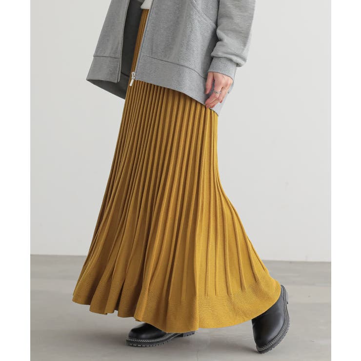 マスタード | n'OrLABELあぜ編みニットフレアスカート  | osharewalker