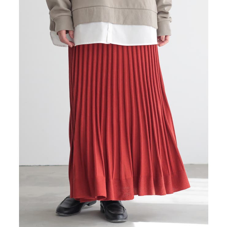 ベイクドオレンジ | n'OrLABELあぜ編みニットフレアスカート  | osharewalker