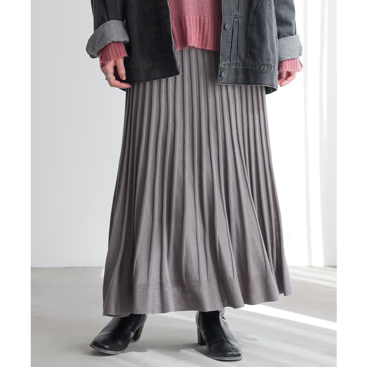 ニュアンスグレー | n'OrLABELあぜ編みニットフレアスカート  | osharewalker