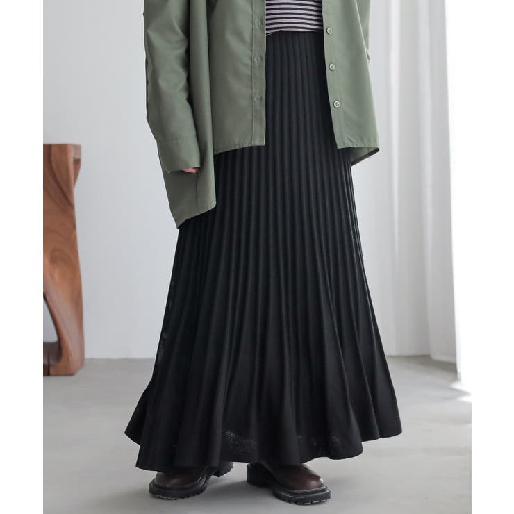 ブラック | n'OrLABELあぜ編みニットフレアスカート  | osharewalker