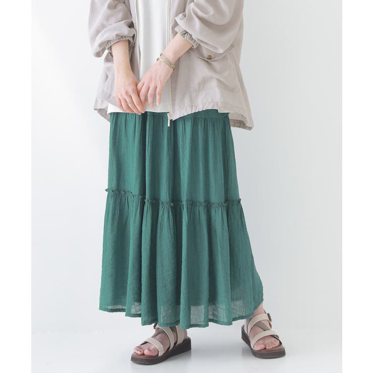 フォレストグリーン | n'OrLABEL選べる着丈のティアードスカート | osharewalker