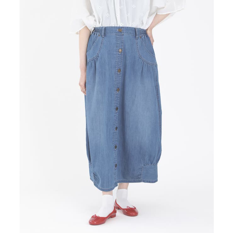 ウォッシュブルー | somari imaginationひんやり冷感デニムコクーンスカート  | osharewalker