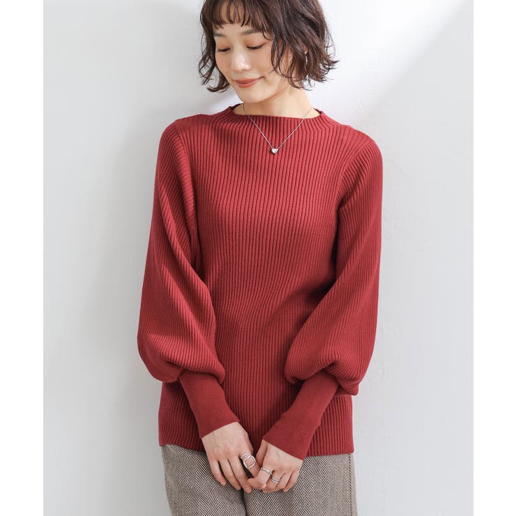 レッド(60) | n'OrLABELパフスリーブデザインリブニット  | osharewalker