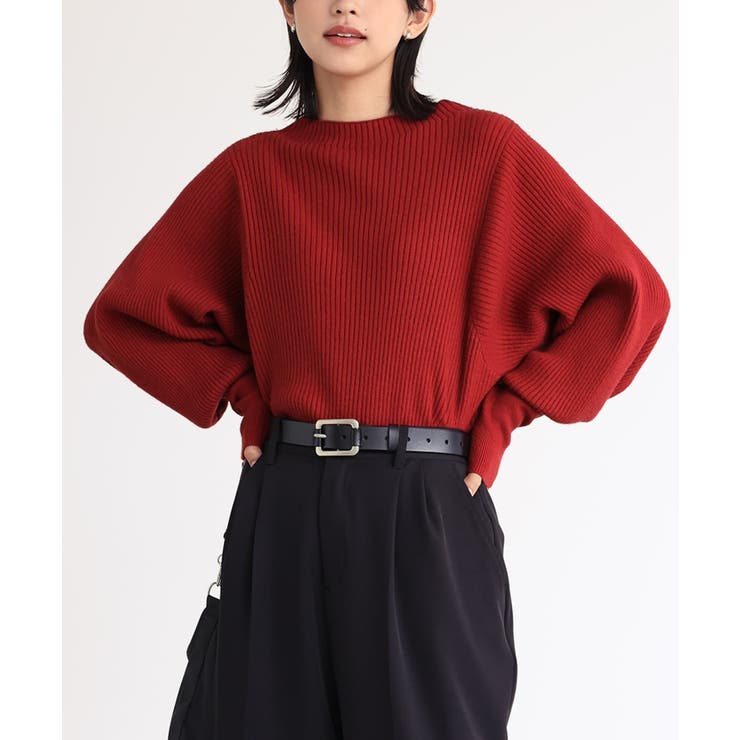 レッド(60) | n'OrLABELパフスリーブデザインリブニット  | osharewalker