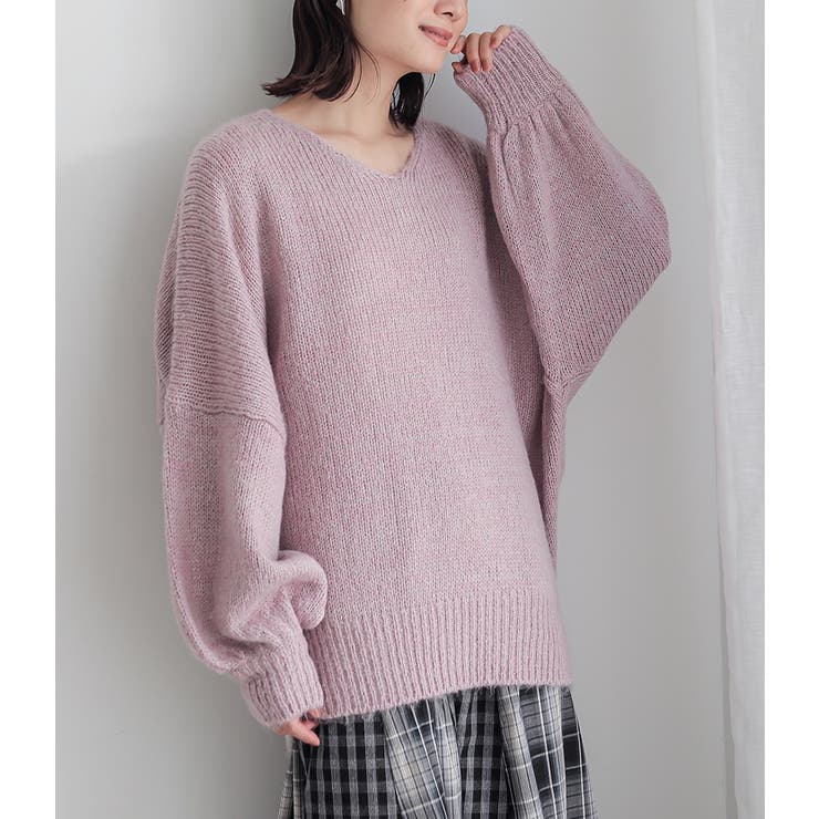 ラベンダーグレー(33) | n'OrLABELモヘヤタッチドロップショルダーニット   | osharewalker