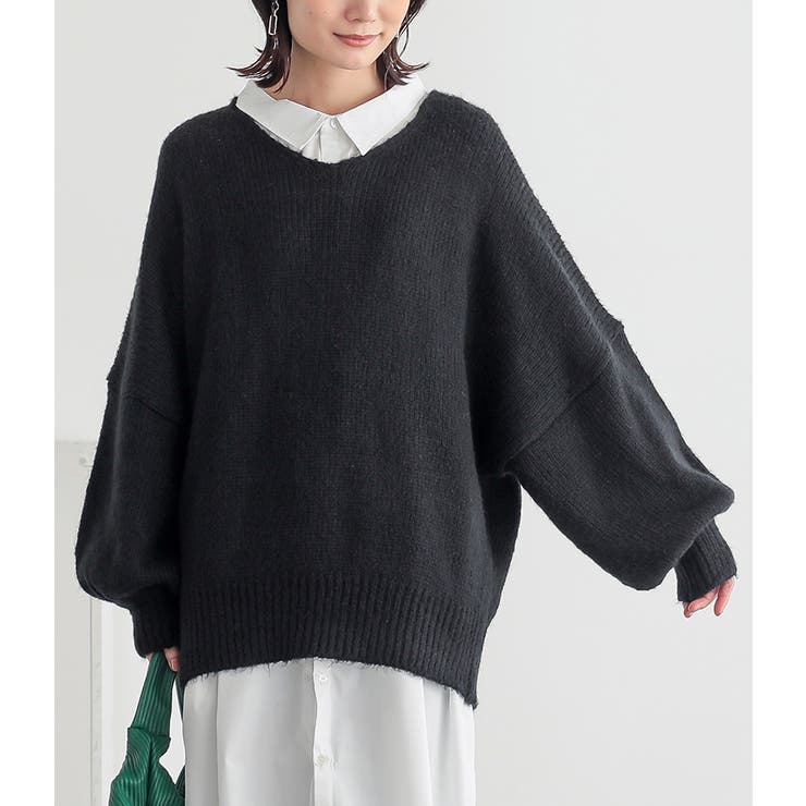 ブラック(00) | n'OrLABELモヘヤタッチドロップショルダーニット   | osharewalker