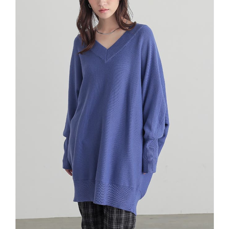 ロイヤルブルー(30) | n'OrLABELドルマンVネックニット  | osharewalker
