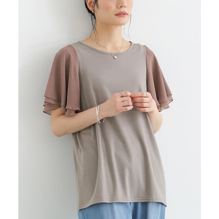 モカ(12) | n'OrLABELフレアスリーブデザインTシャツ | osharewalker