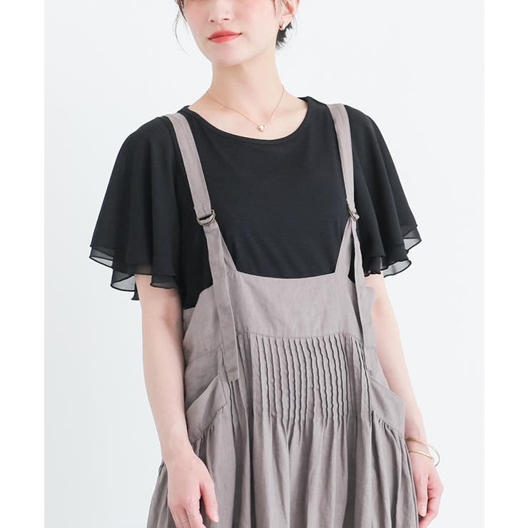 ブラック(7) | n'OrLABELフレアスリーブデザインTシャツ | osharewalker