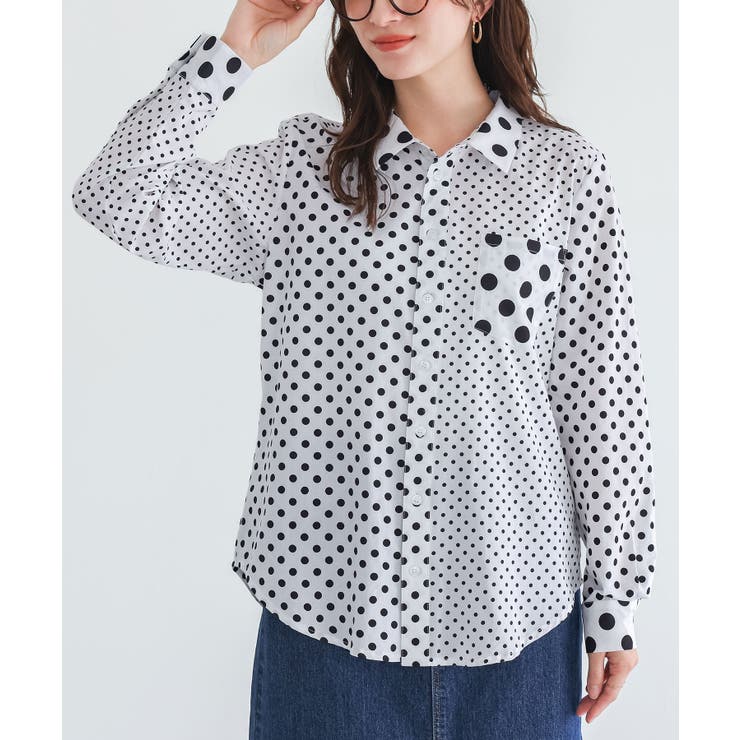 オフホワイト | n'OrLABELアシンメトリードット柄シャツ | osharewalker