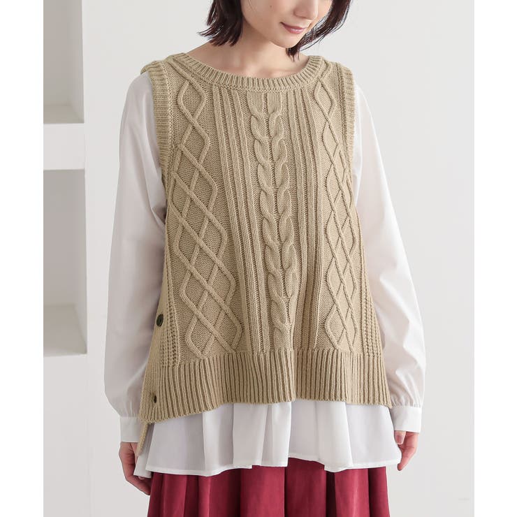ベージュ | n'OrLABELニットベスト×ブラウスセット  | osharewalker